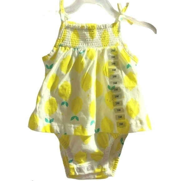 Carters Baby Girls Romper Size 3M Yellow White - Picture 1 of 12
